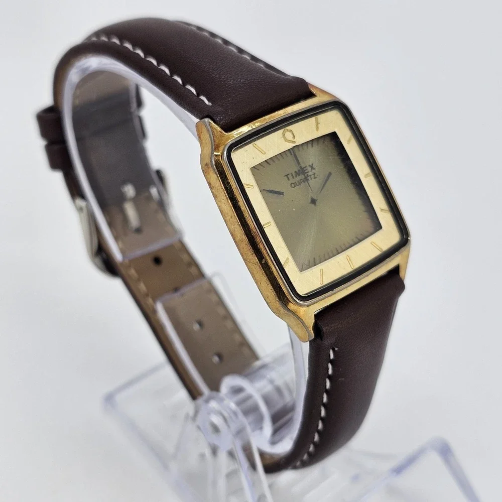 VTG‎ Timex Illusion Digital Men Watch 28MM New Brown Leather Bands New Battery